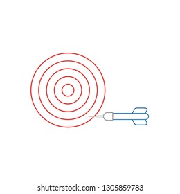 Flat design style vector illustration concept bullseye with dart icon in the side on white background. White and colored outlines.