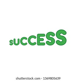 Flat design style vector illustration concept of letter stairs symbol icon with success text on white background. Colored outlines.