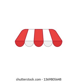 Flat design style vector illustration of awning symbol icon without shop or store building on white background. Colored outlines.