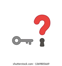 Flat design style vector illustration concept of question mark with key and keyhole symbol icon on white background. Colored outlines.