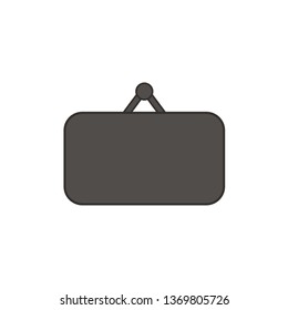 Flat design style vector illustration of blank hanging sign symbol icon on white background. Colored outlines.