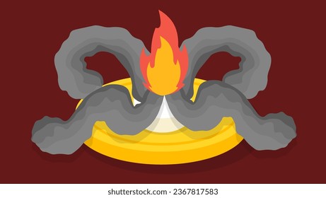 Ilustración vectorial de diseño plano de un bastón incendiario.