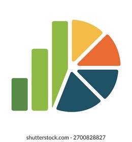 Ícone de gráfico comercial de ilustração de vetor de estilo de design plano. Gráfico de análise de dados diagrama de relatório apresentação estatísticas info gráfico crescimento tendência.