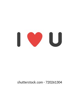 Flat design style vector illustration concept of black and red i love you abbreviation text with red heart symbol icon on white background.