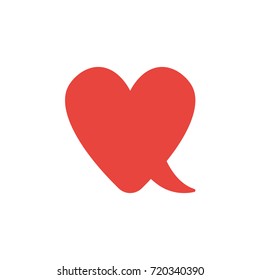 Flat design style vector illustration concept of red heart-shaped speech bubble symbol icon on white background.