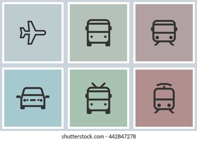 Flat design style vector transport icons set.