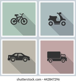 Flat design style vector transport icons set.