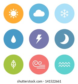 Flat design style weather icons