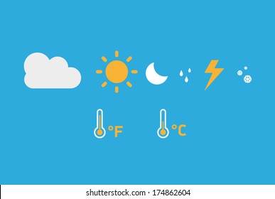 Flat design style weather icons