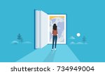 Flat design style web banner for education for all, door to the whole world, global knowledge. Vector illustration concept for web design, marketing, and print material.