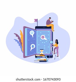 Flat design style web banner for education apps, online training courses, distance education. Vector illustration concept for web design, marketing, and print material.