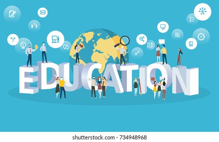 Flat design style web banner for education, university for all, future professions. Vector illustration concept for web design, marketing, and print material.