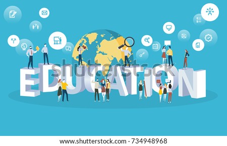 Flat design style web banner for education, university for all, future professions. Vector illustration concept for web design, marketing, and print material.