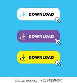 flat design style web buttons DOWNLOAD. vector button collection