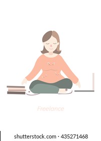 Flat design style. Working from Home.