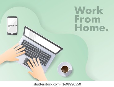 A flat design style of workspace. background vector illustration