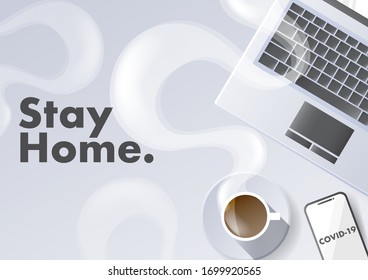 A flat design style of workspace. background vector illustration