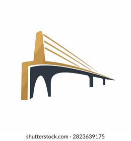 Flat design of a stylized cable stayed bridge