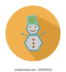 flat design stylized vector icon of a snow man