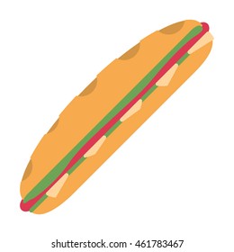 flat design sub sandwich icon vector illustration