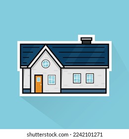 Flat Design of Suburban House 1, can be use as sticker, logo, and poster