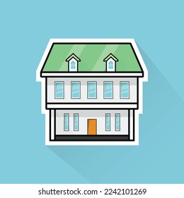 Flat Design of Suburban House 3, can be use as sticker, logo, and poster
