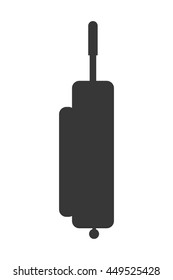flat design suitcase with handle and wheels icon vector illustration