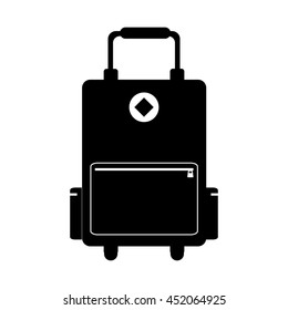 flat design suitcase with wheels icon vector illustration