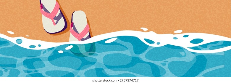 Flat design summer banner set with beach, travel and outdoor scenes.