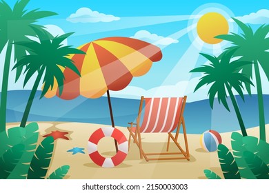 Flat design summer in the beach background