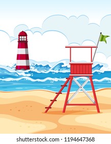 Flat design of summer beach illustration