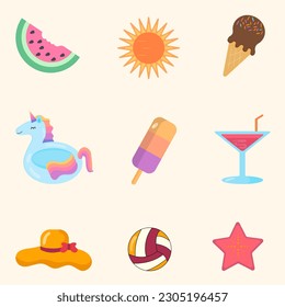 Flat design summer element collection