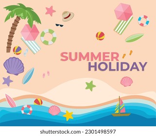 diseño plano verano fondo de vacaciones