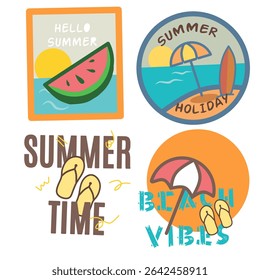Flaches Design Sommer Urlaub Vektor Set