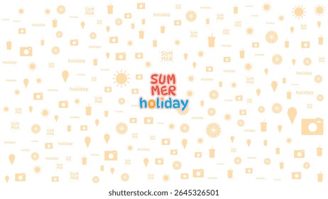 Flat Design Summer Icons Seamless Pattern for Holiday Banner and Travel Poster Background