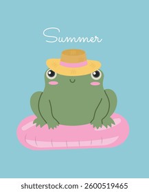 Flat Design Summer Illustration with Lazy Frog