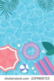 Flat design of summer pool background illustration