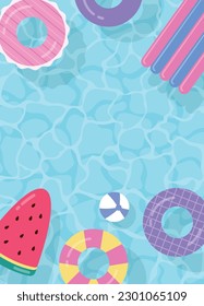 Flat design of summer pool background illustration