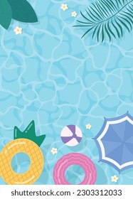 Flat design of summer pool background illustration