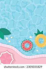 Flat design of summer pool background illustration