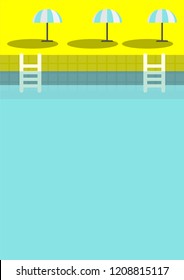 flat design summer pool swimming with water blue vector design