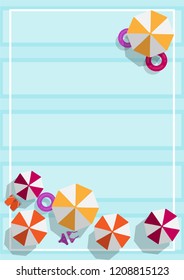 flat design summer pool swimming with water blue vector design