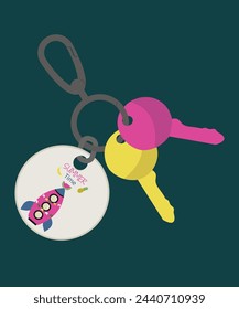 Ilustración de verano de diseño plano con llavero