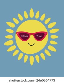 Ilustración de verano de diseño plano con gafas de sol