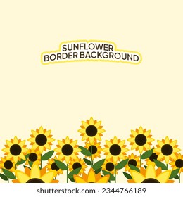 flat design sunflower border design for background in vector