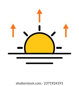 Flat design sunrise icon. Vector.