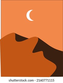 A flat design of Sunset in the desert 