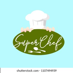 Flat Design Super Chef Logo Vector Illustration