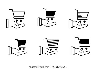 Flat design supermarket cart icons set for trendy websites, Unique supermarket cart icons set for creative projects, cart, shopping, shopping cart, store, purchase, basket, shopping bag, checkout, buy