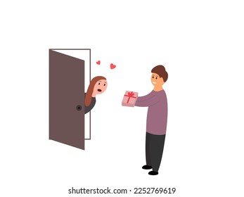 flat design surprise valentine vector illustration